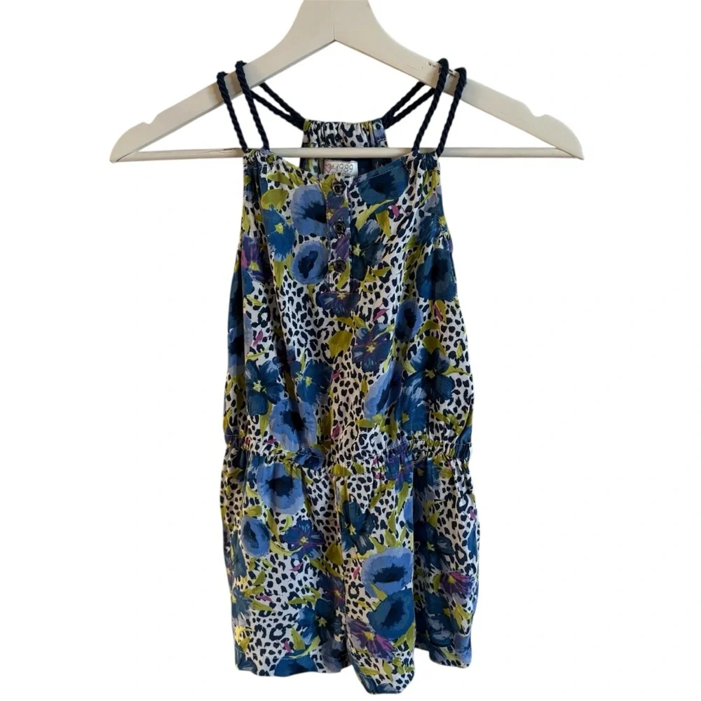 Children’s Place XS 4 girl rayon jumper shorts rope floral watercolor